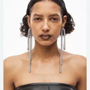 Alexander Wang Crystal Bow Earrings in Crystal Mesh (NWT)